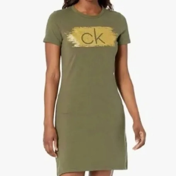 CALVIN KLEIN • Hoodie Dress • Army Green • Large • - Picture 6 of 6